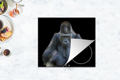 Herdabdeckplatte - 75x52 cm - Ein Gorilla schaut eindrucksvoll in die Kamera