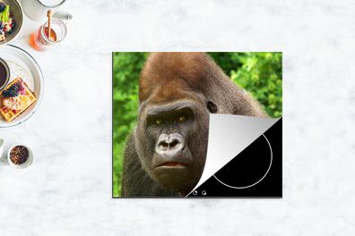 Herdabdeckplatte - 60x52 cm - Nahaufnahme des Gesichts eines männlichen Gorillas