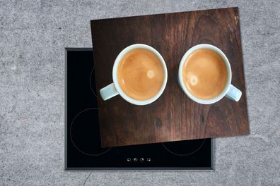 Herdabdeckplatte - 75x52 cm - Eine Luftaufnahme von zwei Tassen Kaffee