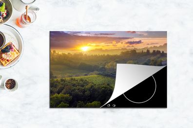 Herdabdeckplatte - 80x52 cm - Toskana - Landschaft - Sonne