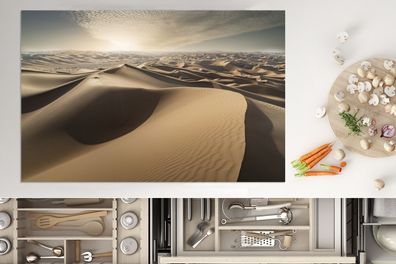 Herdabdeckplatte - 80x52 cm - Die Sonne scheint auf eine Wüste voller Sanddünen