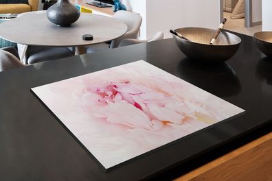 Herdabdeckplatte - 75x52 cm - Nahaufnahme einer dichten rosa Pfingstrose