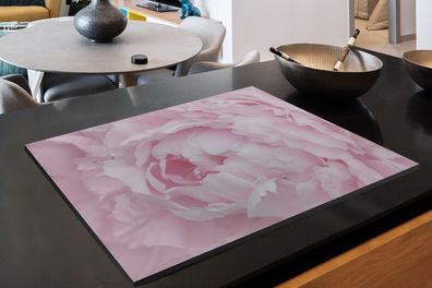 Herdabdeckplatte - 80x52 cm - Nahaufnahme und Draufsicht einer rosa Pfingstrose