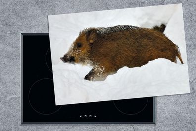 Herdabdeckplatte - 78x52 cm - Schwein - Wild - Schnee