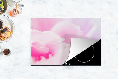 Herdabdeckplatte - 78x52 cm - Nahaufnahme der Blütenblätter der rosa Pfingstrose