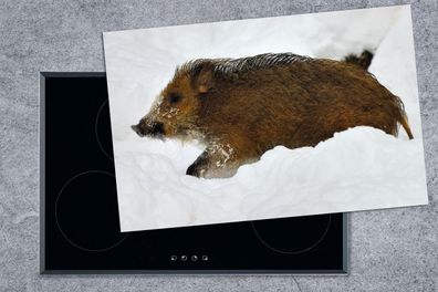 Herdabdeckplatte - 80x52 cm - Schwein - Wild - Schnee