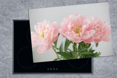 Herdabdeckplatte - 78x52 cm - Blumenstrauß aus rosa Pfingstrosen