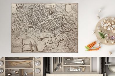 Herdabdeckplatte - 70x52 cm - Karte - Groningen - Antiquitäten