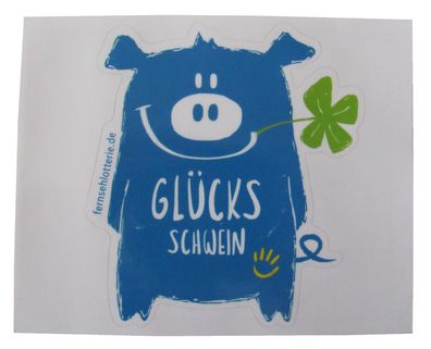 Fernsehlotterie - Glücks Schwein - Aufkleber 95 x 85 mm