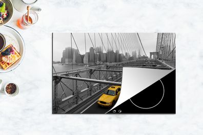 Herdabdeckplatte - 80x52 cm - Schwarz-Weiß-Fotografie einer Straße im nordamerikanisc