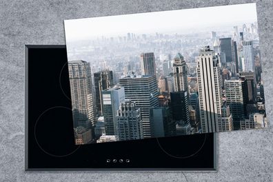 Herdabdeckplatte - 80x52 cm - New York - Skyline - Nebel