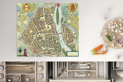 Herdabdeckplatte - 75x52 cm - Karte - Maastricht - Weinlese