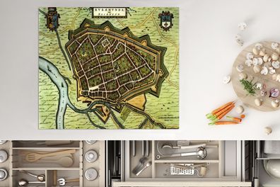 Herdabdeckplatte - 75x52 cm - Stadtplan - Roermond - Antiquitäten