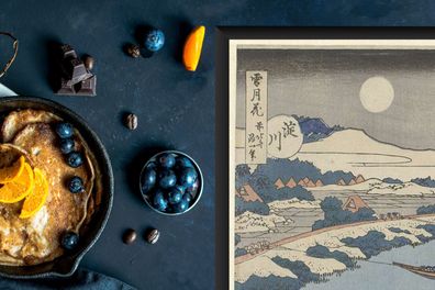 Herdabdeckplatte - 70x52 cm - Der Fluss Yodo im Mondlicht - Gemälde von Katsushika Ho