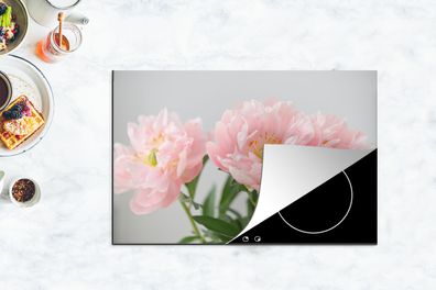 Herdabdeckplatte - 80x52 cm - Blumenstrauß aus rosa Pfingstrosen