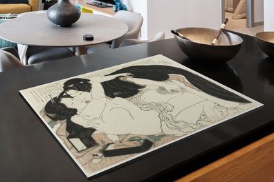 Herdabdeckplatte - 78x52 cm - Witwe und junger Mann - Gemälde von Katsushika Hokusai