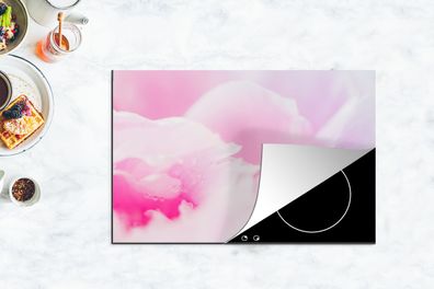 Herdabdeckplatte - 80x52 cm - Nahaufnahme der Blütenblätter der rosa Pfingstrose