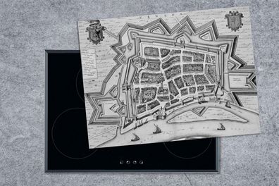 Herdabdeckplatte - 70x52 cm - Karte - Venlo - Zwart Wit