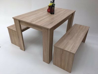 Esstischgruppe: Tisch + 2x Bänke 110x70 cm. Sonoma Eiche Made in Germany