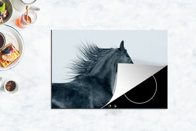 Herdabdeckplatte - 78x52 cm - Pferd - Friesisch - Wind
