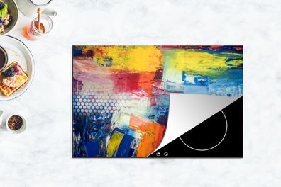 Herdabdeckplatte - 80x52 cm - Primäre Pinselstriche auf einem Gemälde