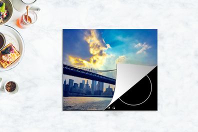 Herdabdeckplatte - 75x52 cm - Sonnenstrahlen auf der amerikanischen Brooklyn Bridge