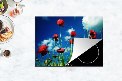 Herdabdeckplatte - 70x52 cm - Mohnblumen für einen blauen Himmel