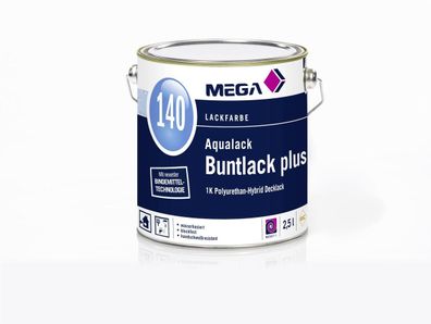MEGA 140 Aqualack Buntlack Plus SG 2,5 Liter weiß Basis 3