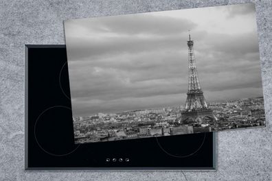 Herdabdeckplatte - 80x52 cm - Beleuchteter Eiffelturm in der Abenddämmerung