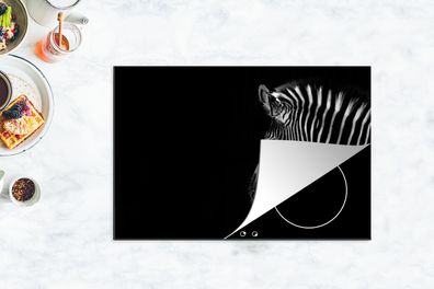 Herdabdeckplatte - 78x52 cm - Zebra - Wilde Tiere - Schwarz