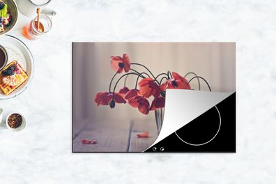 Herdabdeckplatte - 78x52 cm - Blumenstrauß aus Mohnblumen