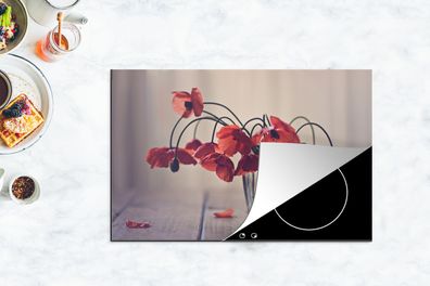 Herdabdeckplatte - 80x52 cm - Blumenstrauß aus Mohnblumen