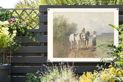 Gartenposter - 120x90 cm - Chat auf einer Landstraße - Gemälde von Anton Mauve