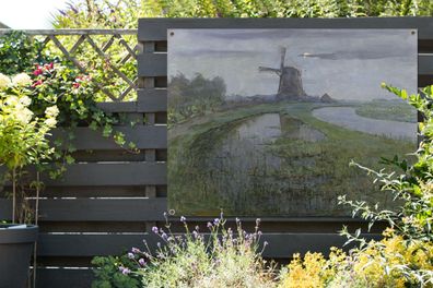 Gartenposter - 120x90 cm - Windmühle auf der Gein bei Mondschein - Piet Mondrian