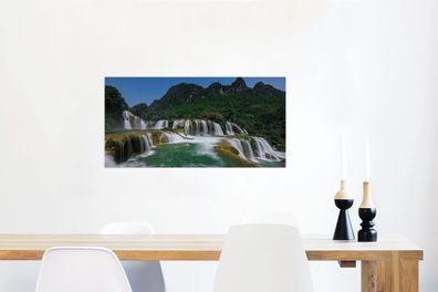 Glasbilder - 120x60 cm - Wasserfälle - Berge - Natur (Gr. 120x60 cm)