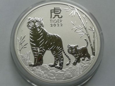 8$ 2022 Australien Lunar Tiger 5 Unzen 9999er Silber 5 Dollars 2022 Tiger 155,5g