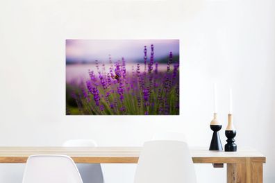 Glasbilder - 90x60 cm - Lavendel mit Biene (Gr. 90x60 cm)