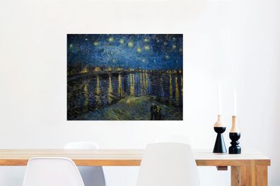 Glasbilder - 80x60 cm - Sternennacht über dem Orsay Paris - Vincent Van Gogh
