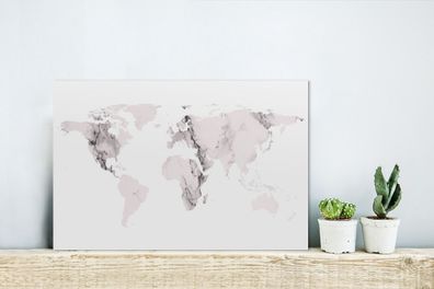 Glasbilder - 30x20 cm - Weltkarte - Marmor - Grau (Gr. 30x20 cm)