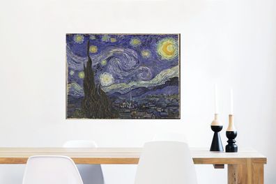 Glasbilder - 80x60 cm - Sternennacht - Vincent van Gogh (Gr. 80x60 cm)