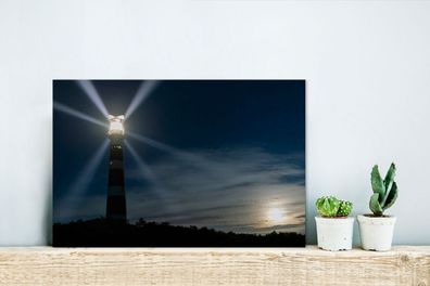Glasbilder - 30x20 cm - Leuchtturm auf Ameland in der Abenddämmerung (Gr. 30x20 cm)