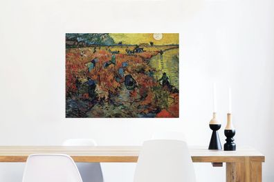 Glasbilder - 80x60 cm - Der rote Weinberg - Vincent van Gogh (Gr. 80x60 cm)