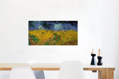 Glasbilder - 120x60 cm - Weizenfeld mit Krähen - Vincent van Gogh (Gr. 120x60 cm)