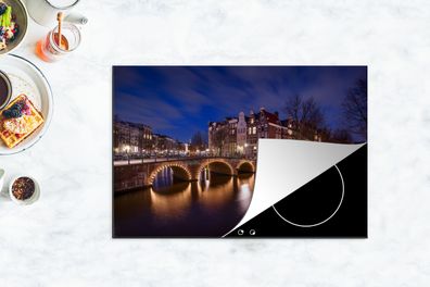 Herdabdeckplatte - 78x52 cm - Amsterdams Keizersgracht bei Nacht