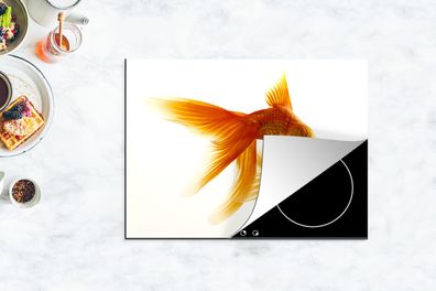 Herdabdeckplatte - 70x52 cm - Goldfisch - Meerestiere - Weiß