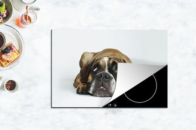 Herdabdeckplatte - 78x52 cm - Hund - Haustiere - Weiß