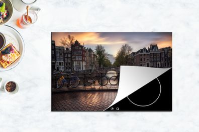 Herdabdeckplatte - 80x52 cm - Sonnenuntergang über der Keizersgracht in Amsterdam