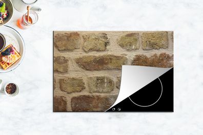 Herdabdeckplatte - 78x52 cm - Mauer - Ziegel - Zement - Braun