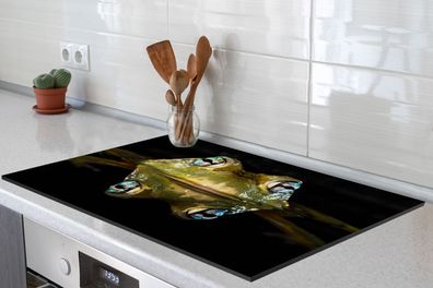 Herdabdeckplatte - 80x52 cm - Frosch - Augen - Porträt