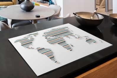 Herdabdeckplatte - 78x52 cm - Weltkarte - Muster - Farben